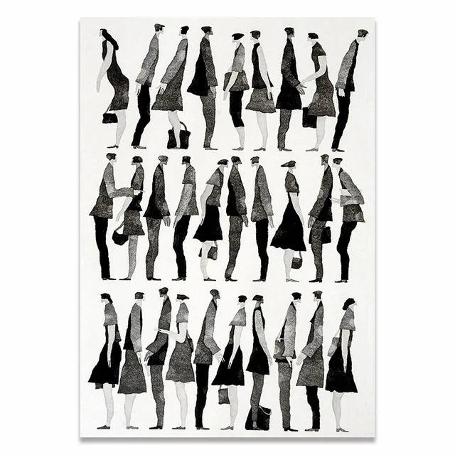 Modern Black White Abstract Characters Fashion Canvas Paintings Posters and Prints Wall Art Pictures for Living Room Home Decor.