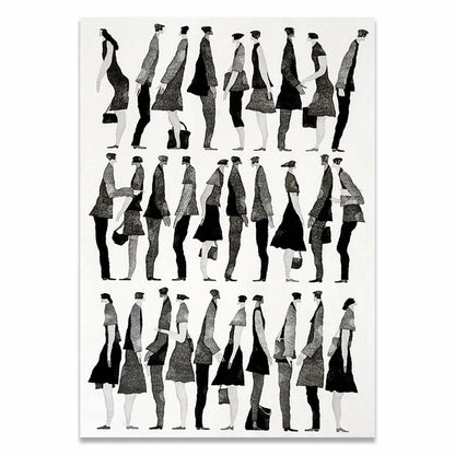 Modern Black White Abstract Characters Fashion Canvas Paintings Posters and Prints Wall Art Pictures for Living Room Home Decor.