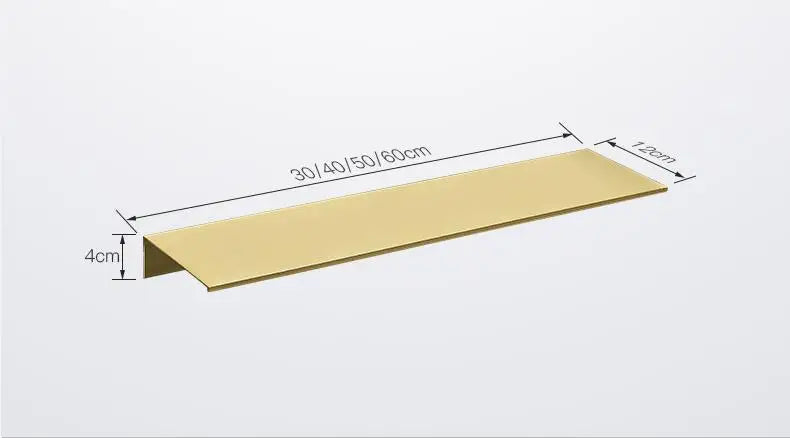 Gebürstet Gold Metall Bad Regal Wand Lagerung Rack Waschtisch Bohren Große Wand Regal für Lagerung 30/40/50/60cm Länge Halter