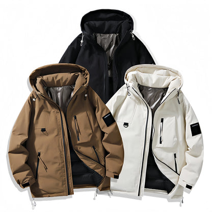 Wholesale Unisex Jackets, Outdoor Winter Waterproof Sports Waterproof Hooded Hiking Casual Zipper Multi Pocket Men's Down Jacket.