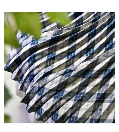 Looks Thin Pleated Skirt 2025 New High Waist A-line Skirt Mid-length Big Size Plaid Skirt Long Pleated Skirt Length 75-90cm