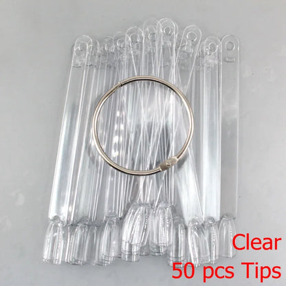 False Nail Tips fan Nature Clear Black 12/24/32/50 pcs/set Finger Full Card Nail Art Display Practice Polish all for Manicure.