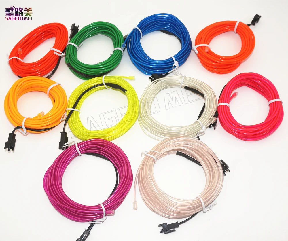 3V 5V 12V 2M/3M/5M Neon Light Dance Party Decor Light Neon LED lamp Flexible EL Wire Rope Tube Waterproof LED Strip.