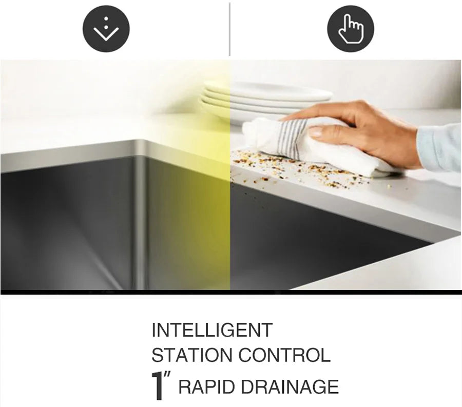 ASRAS New Nanometer Kitchen Sink Handmade Sink 4mm Thickness 240mm Depth Large Size Single Kitchen Sink With Drain Plate Sinks