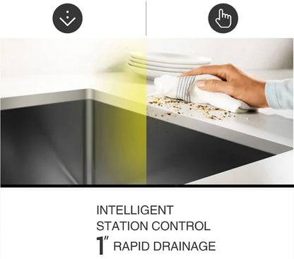 ASRAS New Nanometer Kitchen Sink Handmade Sink 4mm Thickness 240mm Depth Large Size Single Kitchen Sink With Drain Plate Sinks