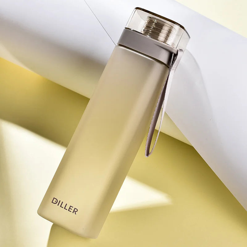 Fashion Square Frosted Plastic Water Bottle Portable Leakproof Transparent Gym Bottle Outdoor Sport Direct Drinking Cup BPA Free