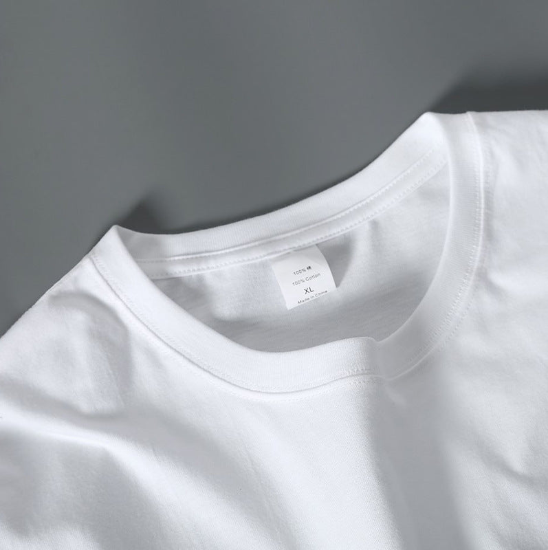 MRMT 2025 Brand New Man's 220g Pure Cotton T Shirt Men Man Solid Color Short Sleeved Combed Cotton Round Neck Thickening.