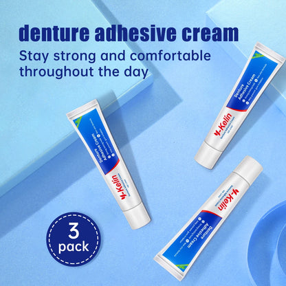 Y-Kelin Denture Adhesive Cream 120Gram (40g*3 Packs) Strong Dentadura Prosthesis Teeth GlueRemovable False Elderly Gift.