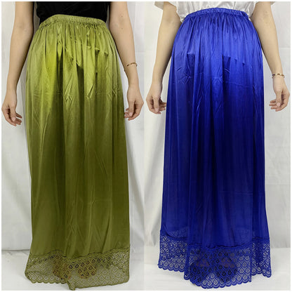 12pcs/1 dozen Muslim Women skirt Extender Slips Lace Skirts Knee Stretch High Waist Skater Flared Pleated Swing Skirt Loose