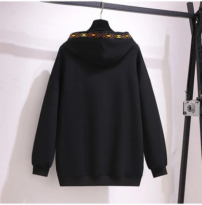 150Kg Plus Größe frauen Frühling Herbst Lose Mit Kapuze Stickerei Sweatshirt Büste 157cm 6XL 7XL 8XL 9XL 10XL lange-Ärmeln Casual Top