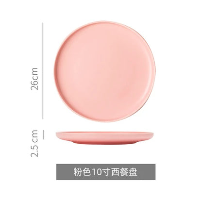 Nordic Ceramic Western Dinner Plate Steak Plate Creative Western Breakfast Plate Flat White Household Dinner Plate Dish