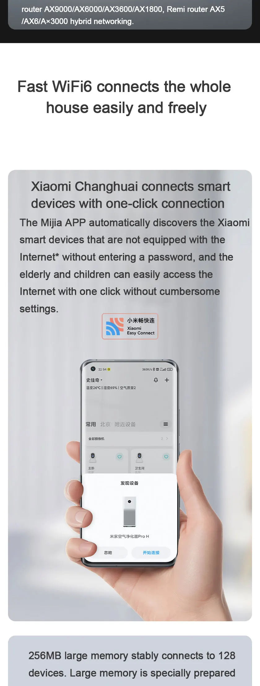 Xiaomi Router AX3000 Mesh Wifi6 2.4G 5.0 GHz Full Gigabit 5G WiFi Repeater 4 Antennas Network Extender Mesh Routers.