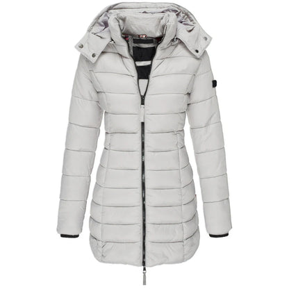 Winter Jacken für Frauen Zipper Mit Kapuze Baumwolle Gepolsterte Jacken Langarm Warme Mantel Schlank Parka Weibliche Tragbare Outwear