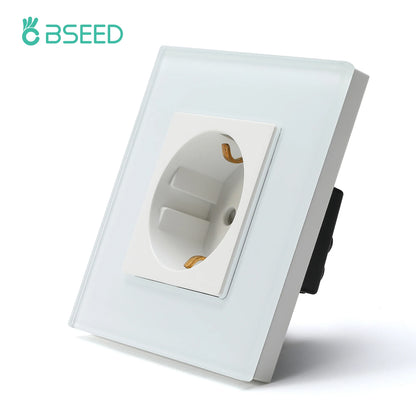 BSEED 1/2/3Gang Touch Licht Schalter 1Way Einfache Sensor Schalter Typ-c USB Steckdosen EU Standard glas Panel Blaue Hintergrundbeleuchtung 10A Weiß