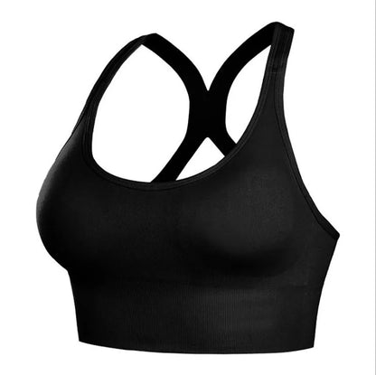 Shockproof Quick Dry Sports Bra Women Padded Gather Yoga Bra Push Up Gym Running Bra Seamless Workout Fitness Bra Top.