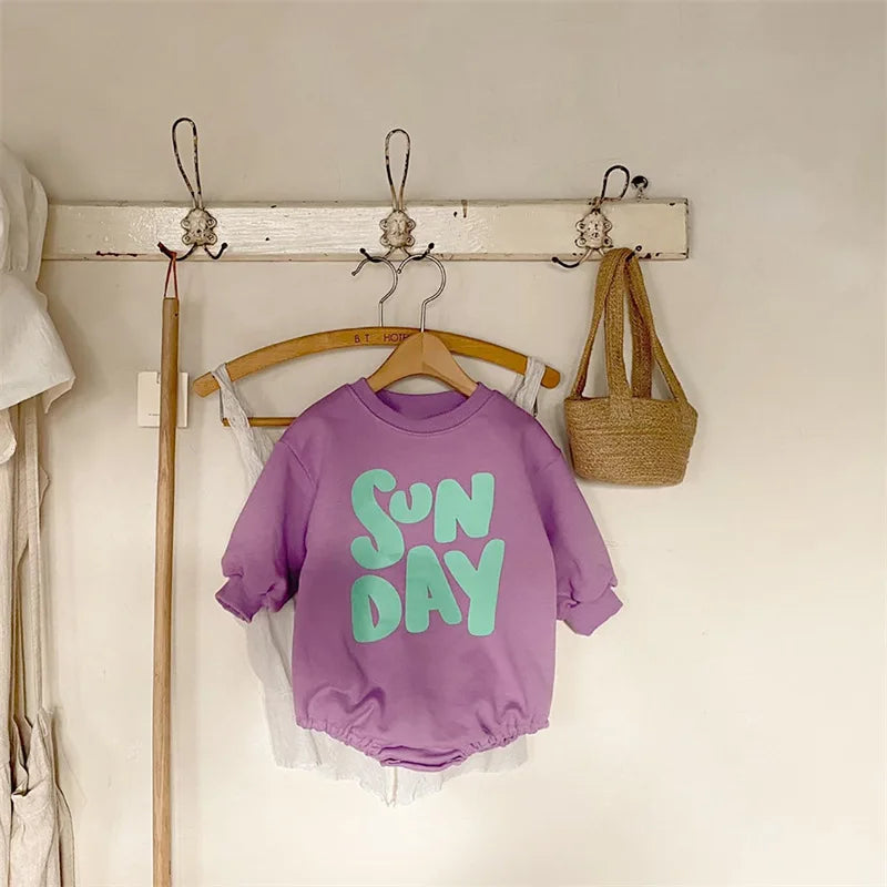 Herbst Baby Stram pler Brief druck Jungen ein Stück Pelz Futter Kleinkind Outfit.