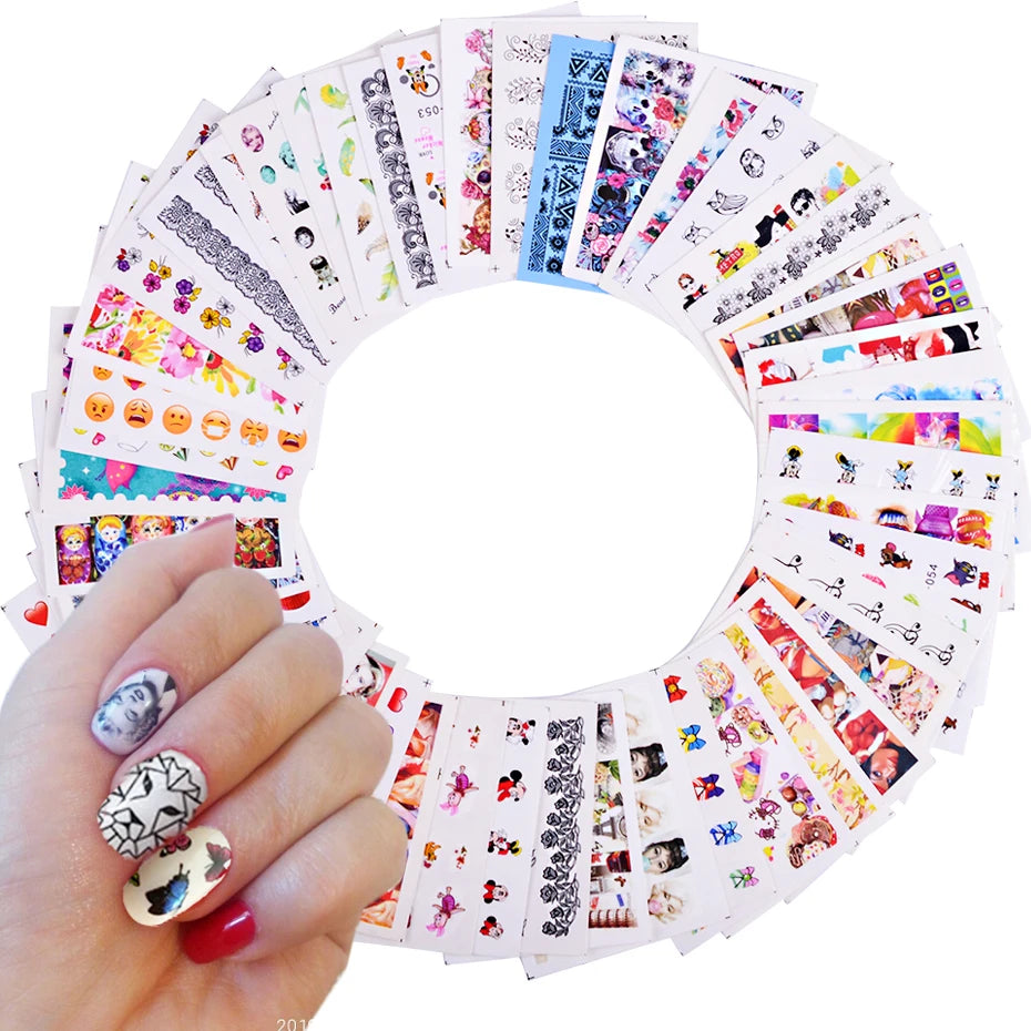 1Set Watercolor Xmas Flower Sticker Nail Decal Set Flamingo Letter Design Gel Manicure Decor Water Slider Foil CHSTZ683-706-1.