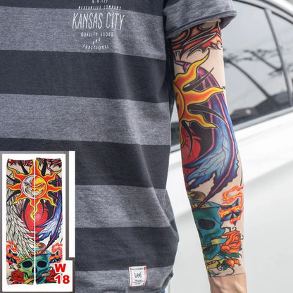 1pc hot sale tattoo sleeve  styles elastic Fake 100%nylon Arm stocking beloved girl Buddha Wolf Dragon design halloween cool men