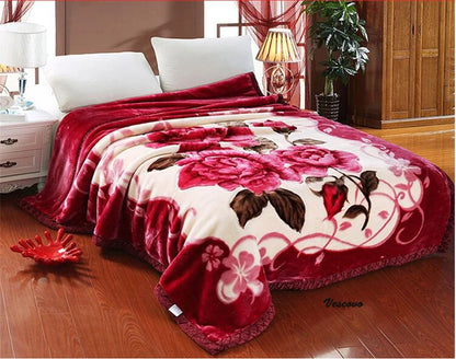 VESCOVO Queen Size Flannel Fleece Throw Blanket Soft Cashmere Blanket King Size Warm Quilt Bedspread 220*240.