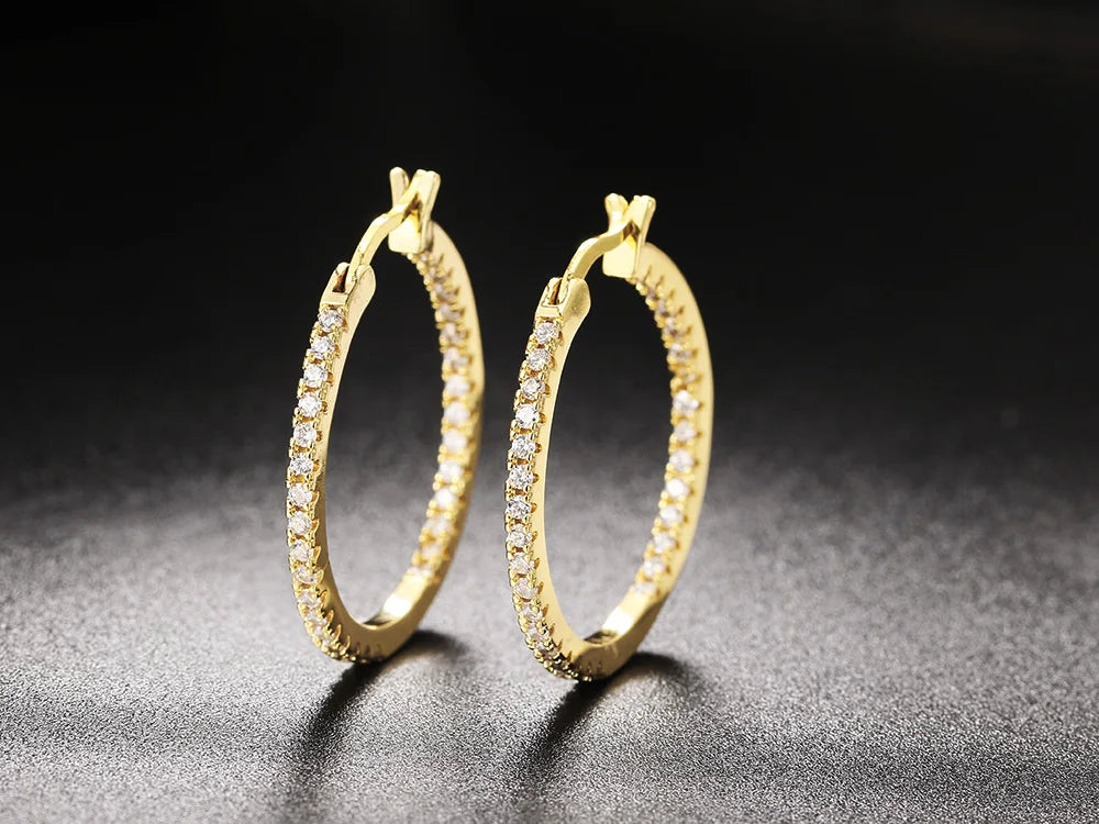 Hoop Earrings for Women Fashion Trend Micro-inlaid Zircon Small & Big Pierced Cartilage Ear Hoops Punk Jewelry Accessories E398.