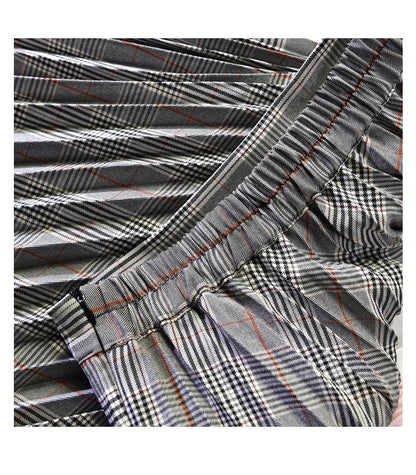 Looks Thin Pleated Skirt 2025 New High Waist A-line Skirt Mid-length Big Size Plaid Skirt Long Pleated Skirt Length 75-90cm