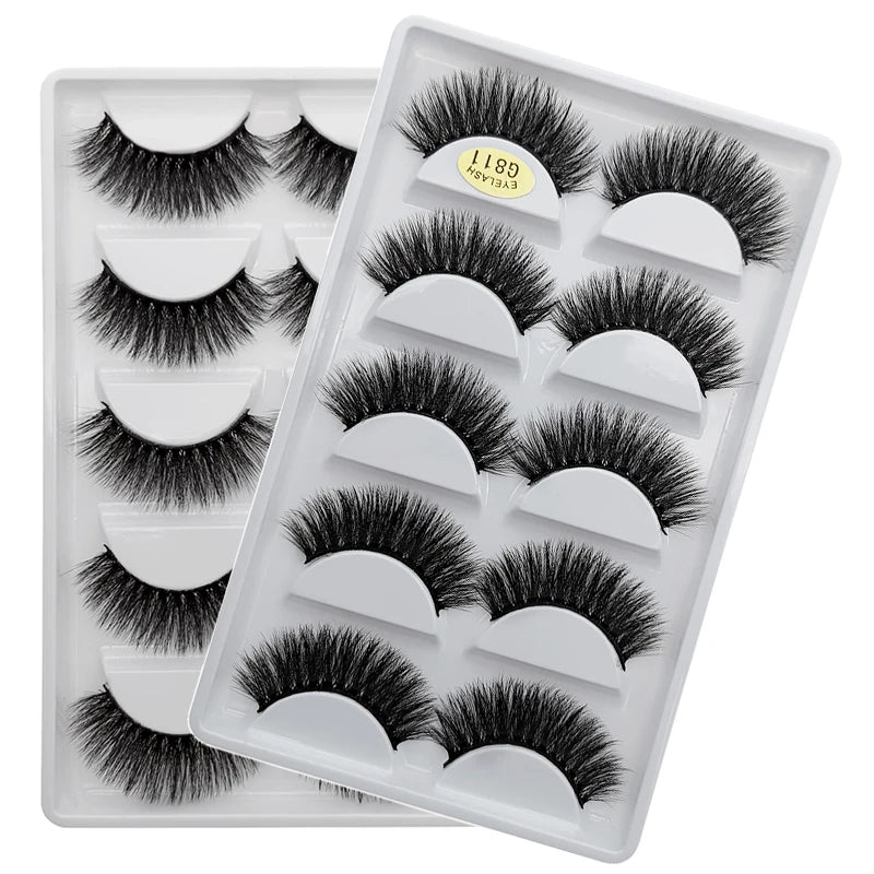 MEISHENJIE 5 pairs eyelashes 3d mink lashes natural long 1 box mink eyelashes 1cm-1.5cm 3d false eyelashes full strip lashes.