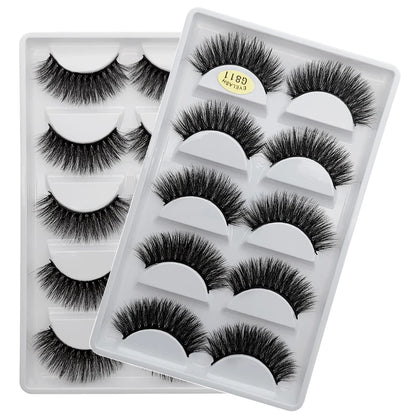 MEISHENJIE 5 pairs eyelashes 3d mink lashes natural long 1 box mink eyelashes 1cm-1.5cm 3d false eyelashes full strip lashes.