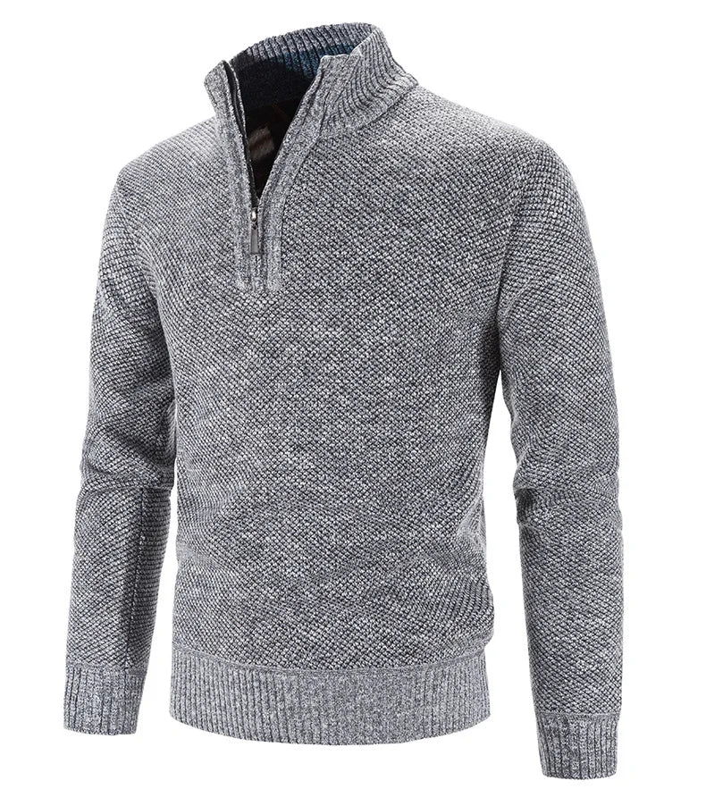 Winter Men's Fleece Thicker Sweater Half Zipper Turtleneck Warm Pullover Quality Male Slim Knitted Wool Sweaters for Spring.