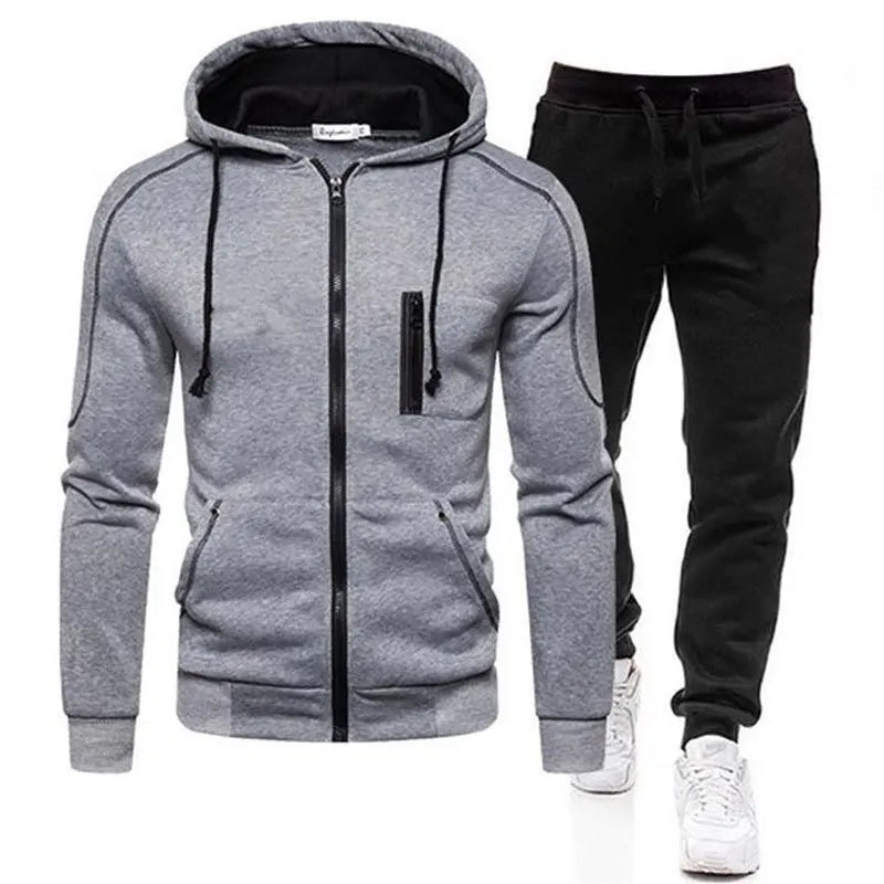 Spring Autumn 2020 Men's Sweat Suit Set Tracksuit Men Outfit Full Sleeve Tops with Hood Outdoor Sport Wear Men's Hooded Suit.