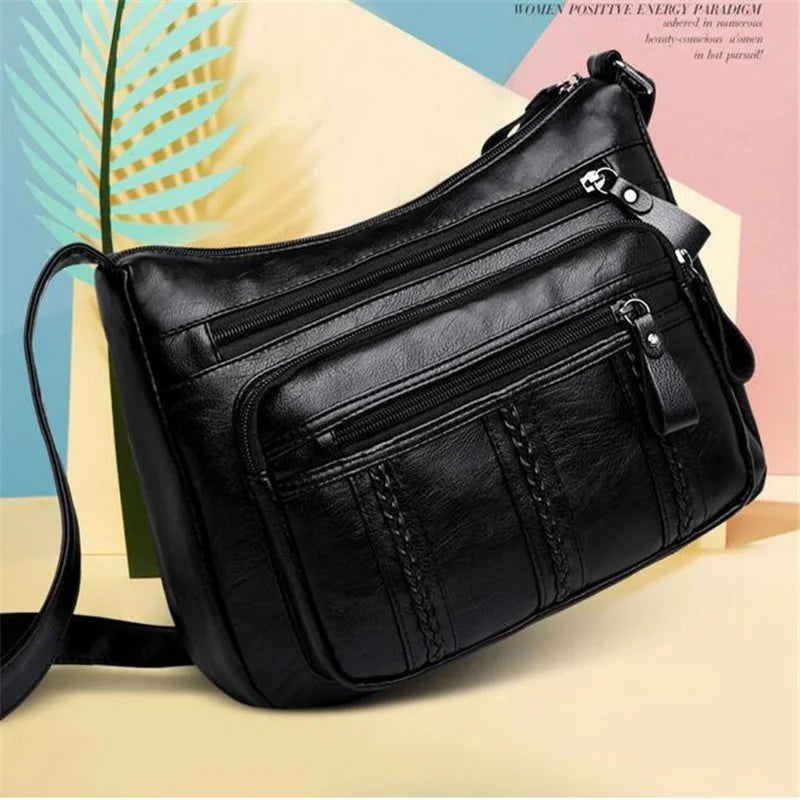 Designer Women Crossbody Bag Soft Pu Leather Shoulder Bag Good Quality Messenger Bag Small Size Purse Ladies Handbags Black Flap.