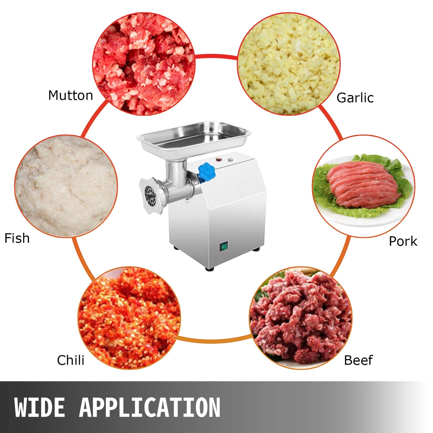 SucceBuy 250Kg/H Electric Meat Mincer Grinder 1100W Commercial Kitchen Chopper FoodProcessor SausageMaker Machine Home Appliance.
