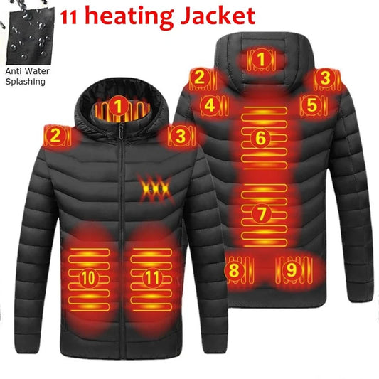 Men's parka Winter Warm USB Heating Jackets Smart Thermostat Pure Color Hooded Heated Clothing male bobojaco Warm padded jacket.