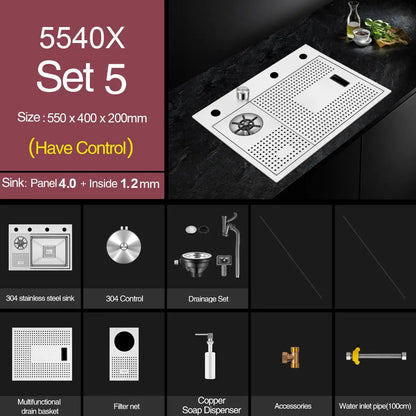 ASRAS Island Hidden kitchen Sink 304 Stainless Steel 4mm Thickness Handmade Brushed Sink High Pressure Cup Washer kitchen Sinks