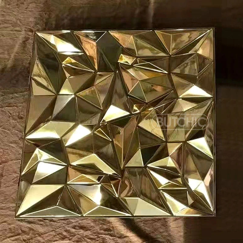 12 PCS 50x50cm car Metal plating color 3D Wall Panel gold luxurious electroplate 3D Wall Stickers Wedding party background wall