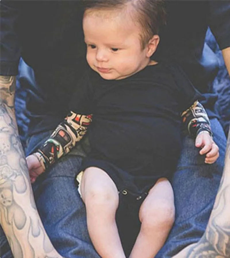 Baby-Bodys, Tattoos-Druck, Rock, 6–24 Monate, Baumwolle, langärmeliger Baby-Body.