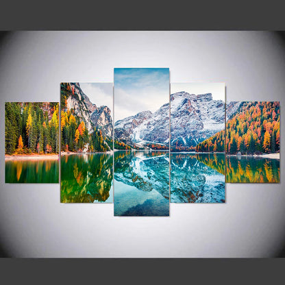 Landscape Canvas Posters Home Decor 5 Pieces Natural Lake Paintings Wall Art Scenery Pictures Modular Living Room Decor Unframed.