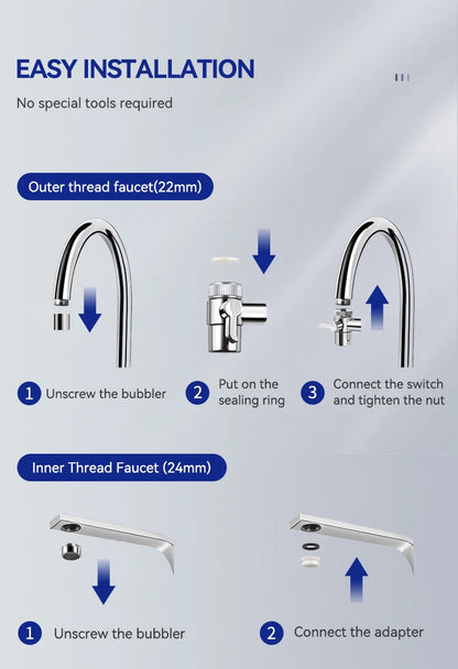 Wheelton Stainless Steel Kitchen Tap Filter Household Ceramic Water Purifier Faucet Water Filter  Activated Carbon Filtration.