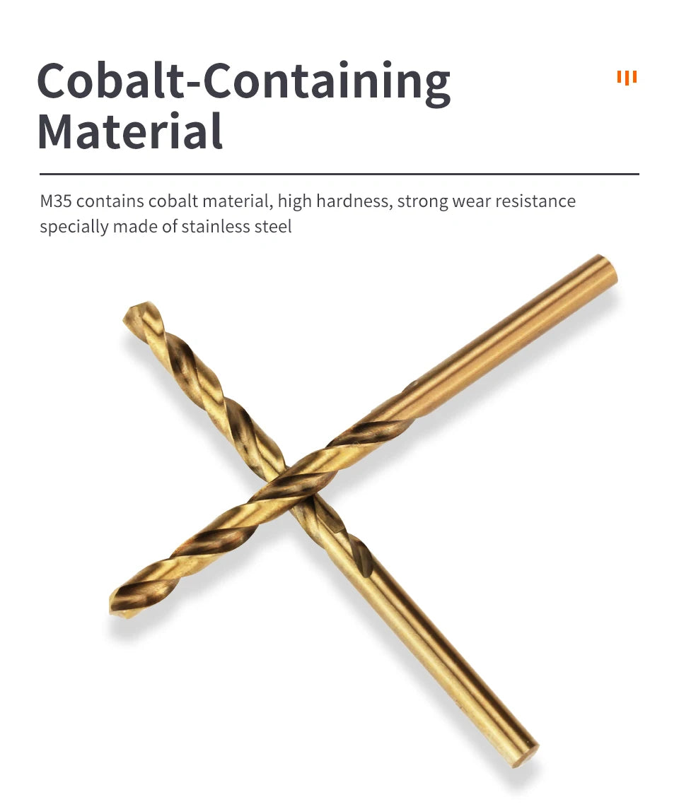 Kobalt High Speed Steel Spiralbohrer M35 Edelstahl Werkzeugset Bohrer Zubehör zum Bohren von Metall und Edelstahl