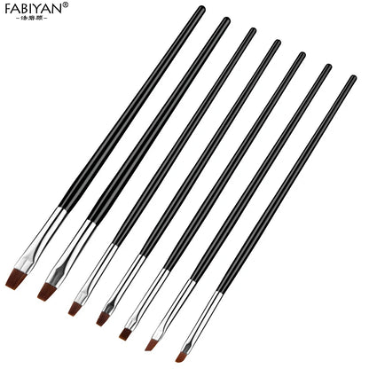 7 Size Nail Art Brush Flat Acrylic Drawing Pen UV Gel Polish French Design Painting Extension Coating Tools Set Manicure.