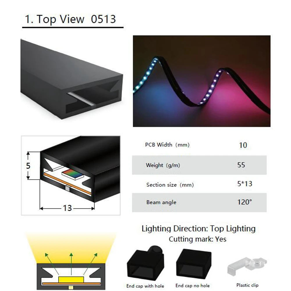 WS2812B WS2811 SK6812 LED Neon Rope Tube 5050 Flexible LED Strip Light Silica Gel Soft Lamp Tube IP67 Waterproof For Decoration.