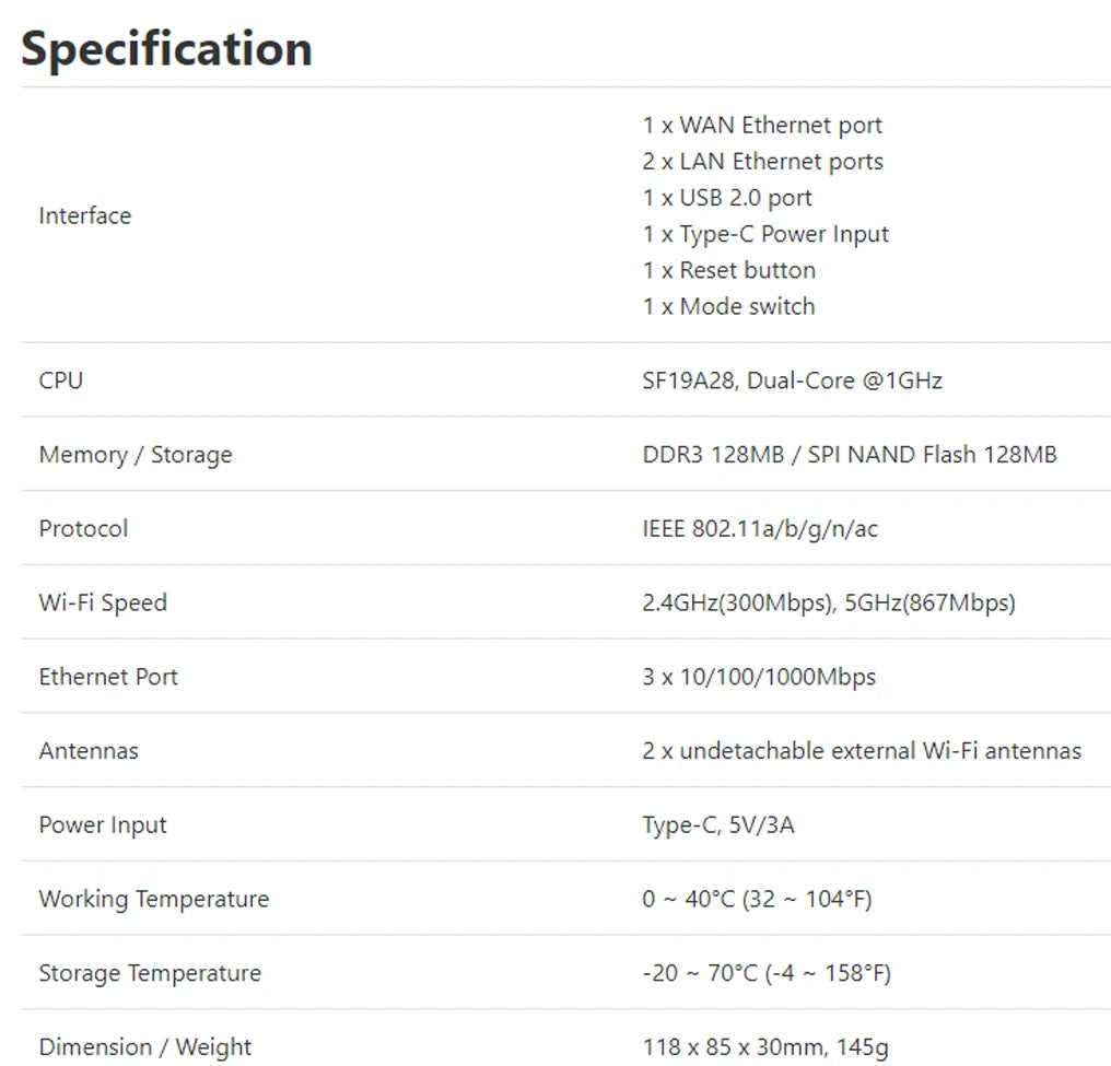 GL.iNet Opal(GL-SFT1200) Gigabit Dual-band Wireless Travel Router Support IPV6, Tor, Openwrt, Best Value Pocket-Sized Repeater.