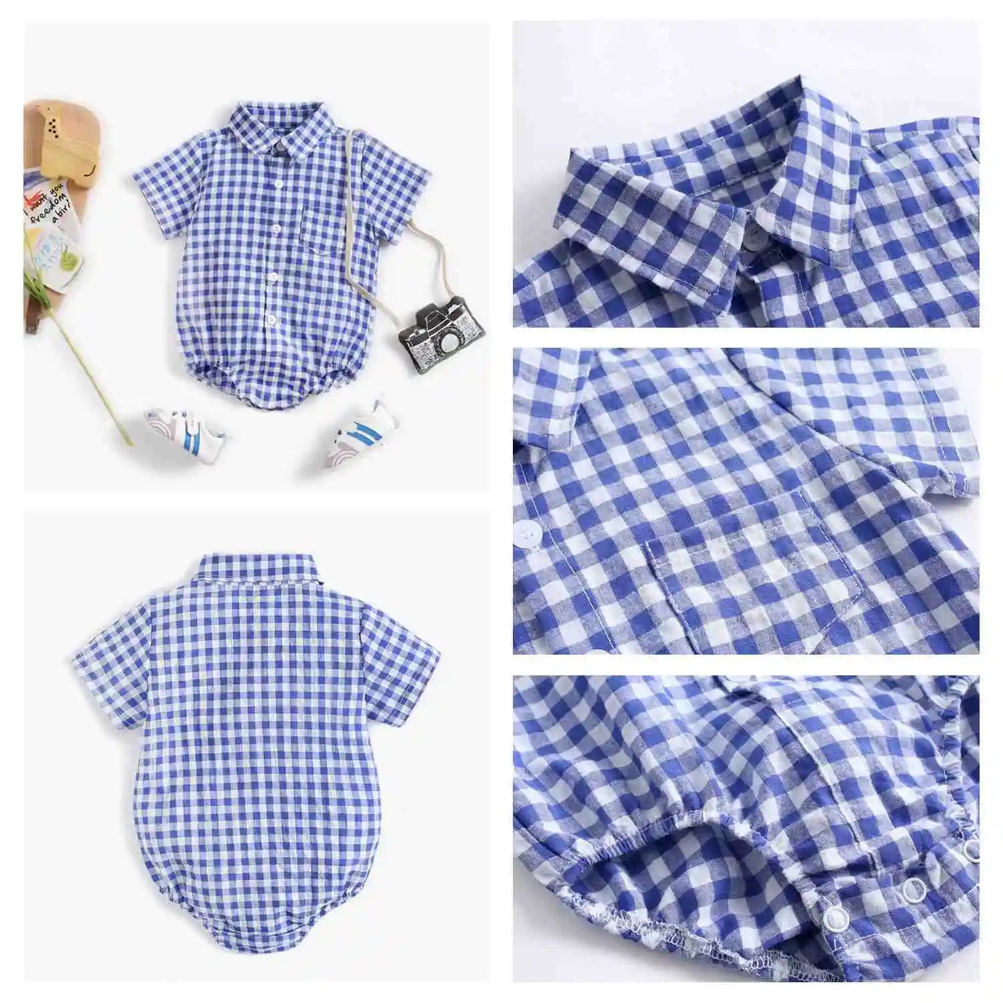Sanlutoz Baumwolle Baby Jungen Bodys Mode Neugeborenen Kleidung für Baby Jungen Kurzarm Sommer Baby Kleidung Plaid.