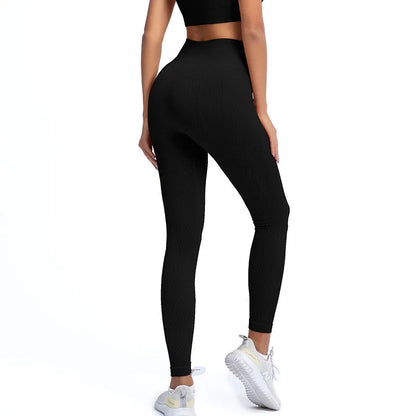 Ribbed Yoga Pants High Waisted Gym Leggings Sport Women Fitness Seamless Female Legging Tummy Control Running Training Tights.