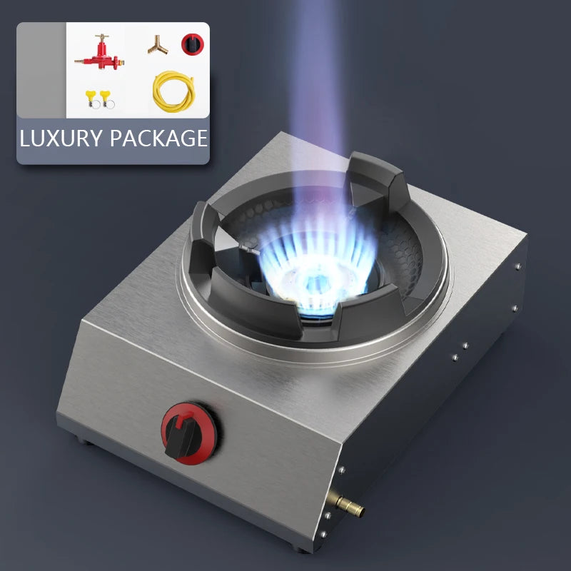 Shaped Single Stove Household Liquefied Petroleum Gas Stove Pulse Electronic Ignition Stove Thickened Stainless Steel Gas Stove
