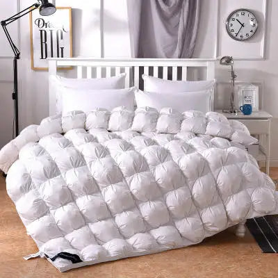 3D Luxury Quilted 100% High Rank Goose Down Duvet Quilt King Queen Full Size Comforter Winter Thick Blanket Solid Color
