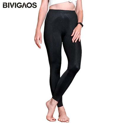 BIVIGAOS New Ice Silk Leggings Spring Summer Thin Sport Workout Leggings High Stretch Silky Black Slim Fitness Leggings Women.