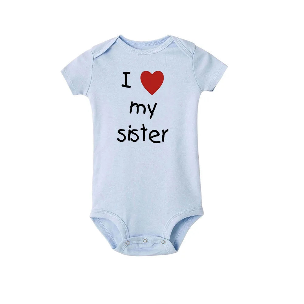 Ich liebe meine Schwester Bruder Zwillinge Baby Kurzarm Body Neugeborene Baby Jungen Mädchen Säugling Sommer Strampler Kleidung Overall Geschenke.