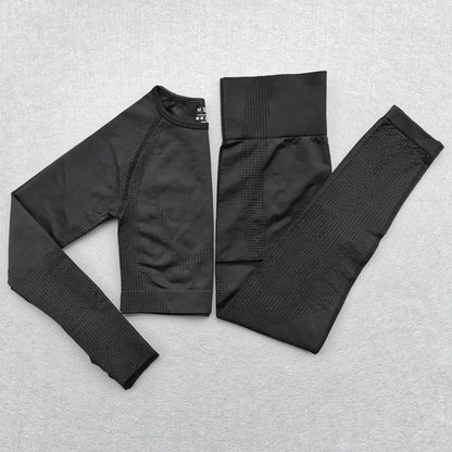 Women Seamless Yoga Set Fitness Clothing Sportswear Woman Gym Leggings Push up legging Cropped Shirts Sports Suits