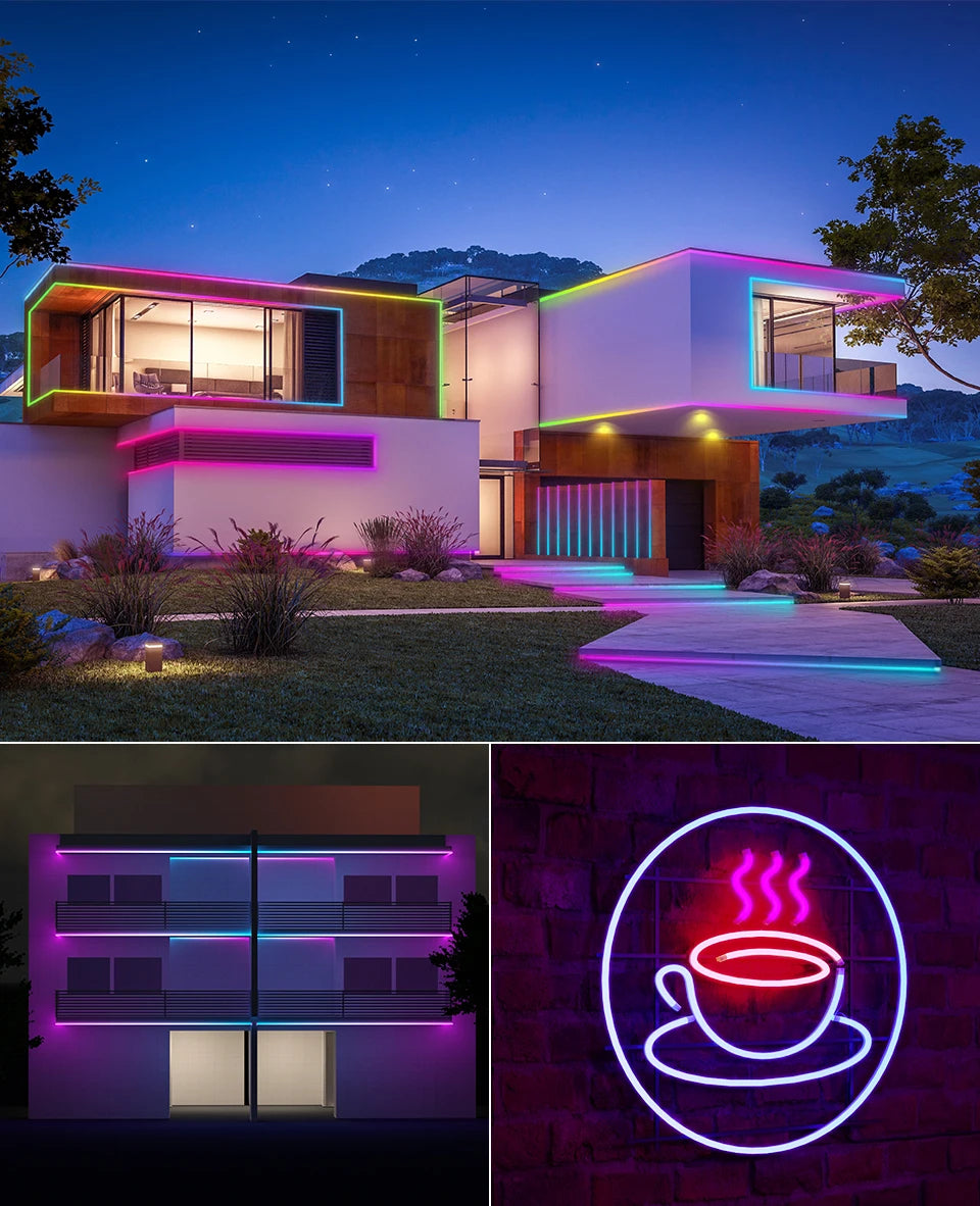 WS2812B WS2811 Neon Sign Tube SK6812 RGBW LED Strip Light Silica Gel 1m 2m 3m 4m 5m Flexible Neon Soft Lights Tube for Outdoors.