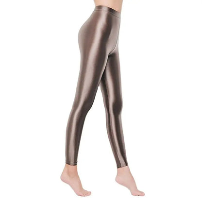 LEOHEX-Satin Glossy Sexy Leggings for Women,Trousers,Glitter Stockings,Shiny,Ankle-Length Pants,High Waist Tights,Japanese Jeggi.